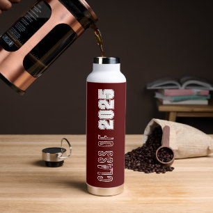 Maroon and White School Colours Class Year Water Bottle