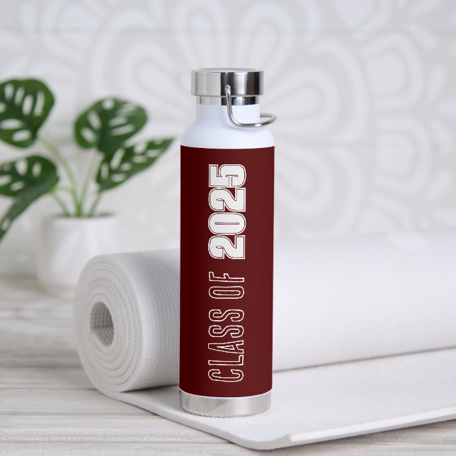 Maroon and White School Colours Class Year Water Bottle (Yoga)