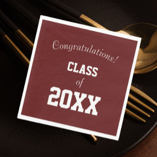 Maroon and White School Colours Graduation Napkin