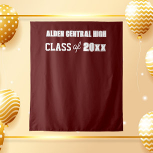 Maroon and White School Colours Photo Backdrop Tapestry