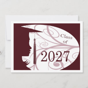 Maroon and White Silhouette 2027 Card