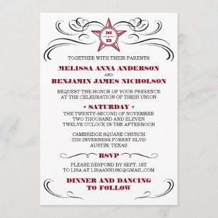 Maroon and White Southern Style Wedding Invitation
