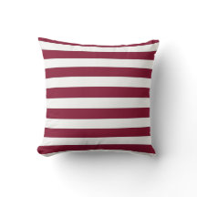 Maroon and White Striped Throw Pillow