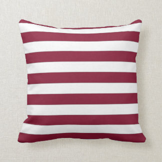 Maroon and White Striped Throw Pillow