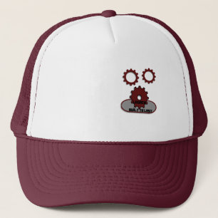 ​Maroon and White Trucker Hat, Cool Mechanical Gea Hat