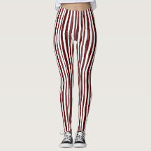 Maroon and White vertical striped Leggings
