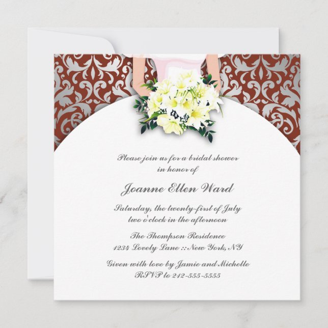 maroon and Yellow Bridal Shower Invitation (Front)
