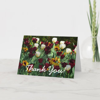 Maroon and Yellow Tulips Colorful Floral Thank You Card