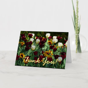 Maroon and Yellow Tulips Colourful Floral Foil Greeting Card