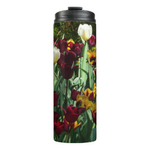 Maroon and Yellow Tulips Colourful Floral Thermal Tumbler