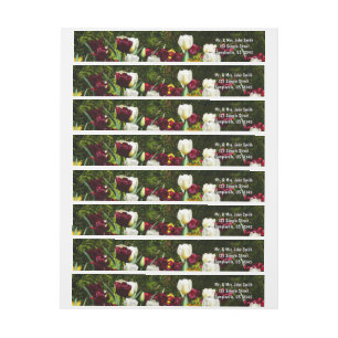 Maroon and Yellow Tulips Colourful Floral Wrap Around Label