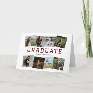 Maroon Angled Eight-Photo Grad Invitation