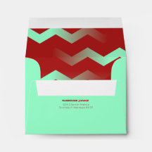 Maroon & Aqua Chevron Envelopes