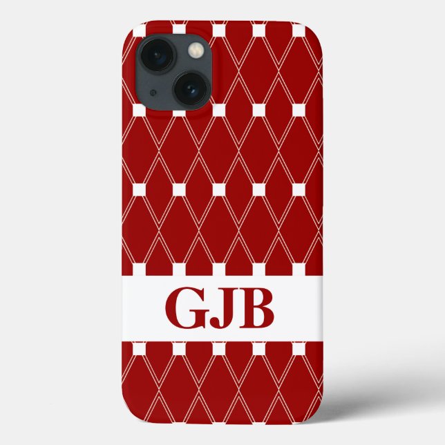Maroon Argyle Lattice with monogram Case-Mate iPhone Case (Back)
