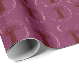 Maroon Baobab Tree Silhouette Wrapping paper