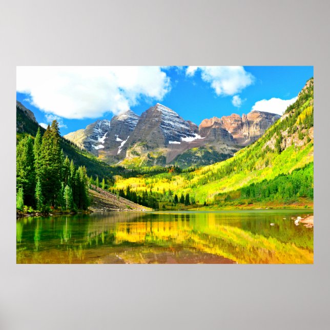 Maroon Bells, Aspen, Colorado Summer Landscape Poster (Front)