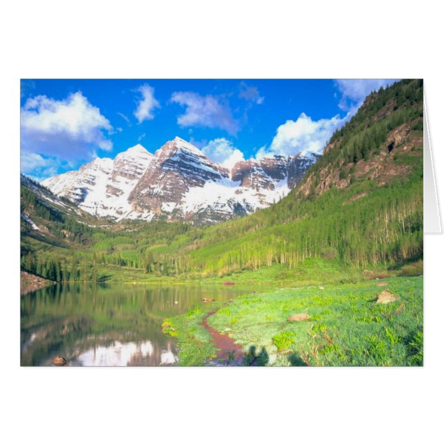 Maroon Bells Colorado Summer Greeting Card (Front Horizontal)