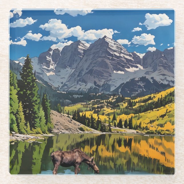 Maroon Bells Glass Coaster (Front)