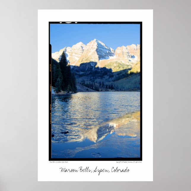 Maroon Bells in Ice on Stream, Aspen, Colorado Poster (Front)
