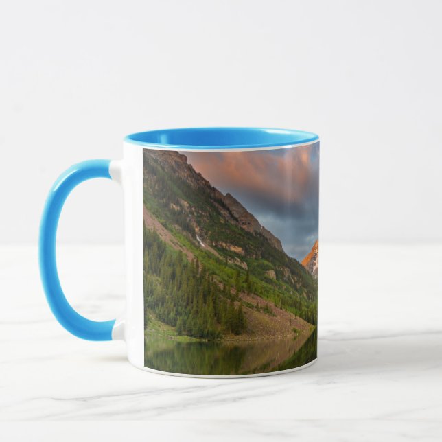 Maroon Bells Reflect Into Calm Maroon Lake 2 Mug (Left)