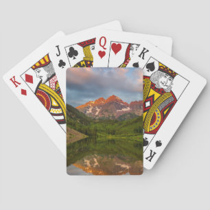 Maroon Bells Reflect Into Calm Maroon Lake 3 Playing Cards