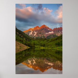 Maroon Bells Reflect Into Calm Maroon Lake 3 Poster