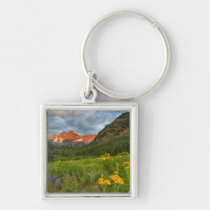 Maroon Bells Reflect Into Calm Maroon Lake Key Ring