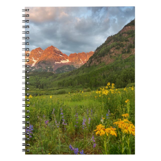 Maroon Bells Reflect Into Calm Maroon Lake Notebook (Front)