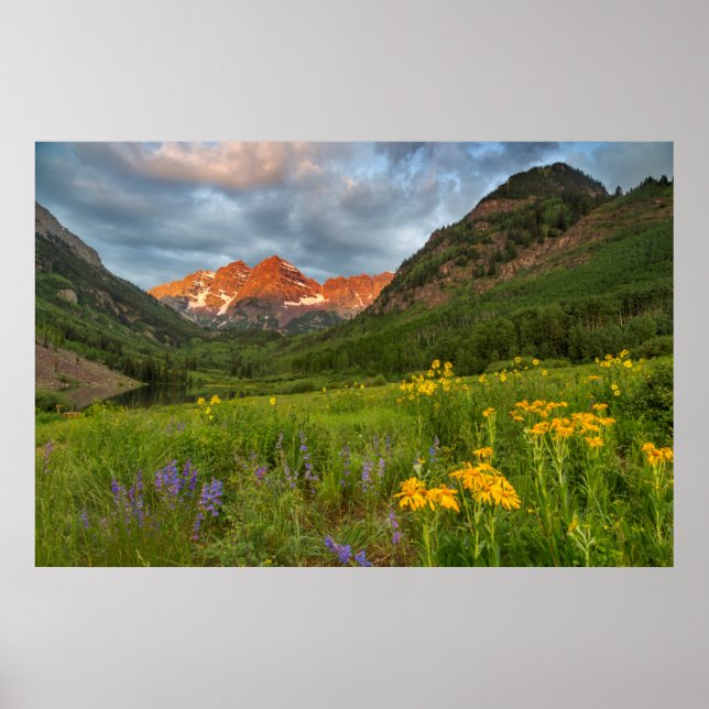 Maroon Bells Reflect Into Calm Maroon Lake Poster (Front)