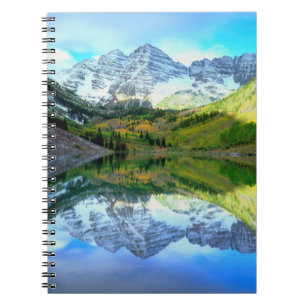 Maroon Bells reflecting in Maroon Lake Notebook