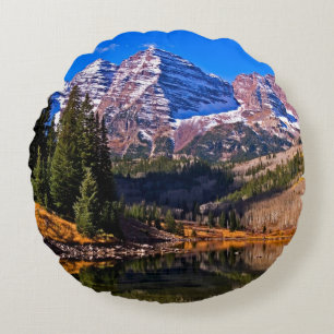 Maroon Bells Round Cushion