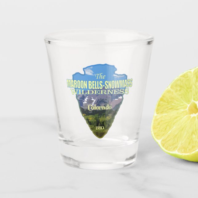 Maroon Bells-Snowmass (arrowhead) Shot Glass (Front)