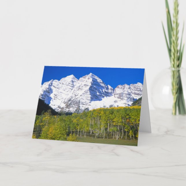 Maroon Bells with autumn aspen forest. Card (Front)