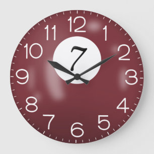 Maroon Billiard #7 Ball     Large Clock