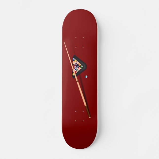 Maroon Billiard Table Skateboard (Front)