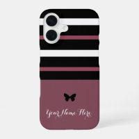 Maroon Black and White Horizontal Stripes