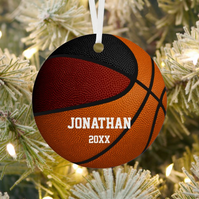 maroon black boys girls commemorative basketball metal tree decoration (Insitu)