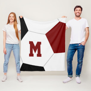 maroon black or ANY team colours soccer player Fleece Blanket