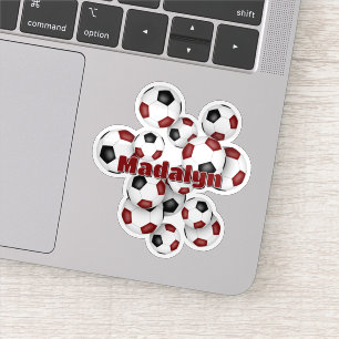 maroon black soccer balls sticker w athlete name