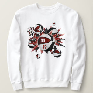 maroon black team colours girls basketballs stars sweatshirt