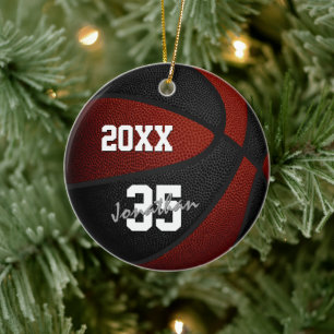 maroon black team colours keepsake basketball ceramic tree decoration