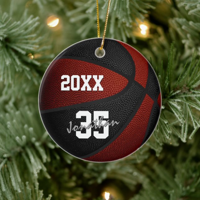 maroon black team colours keepsake basketball ceramic tree decoration (Tree)