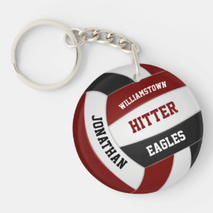 Maroon black team colours personalised volleyball key ring