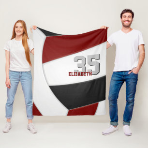 maroon black team colours volleyball room decor fleece blanket