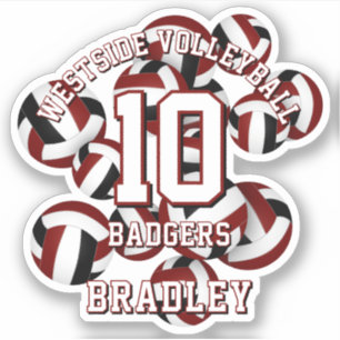 maroon black team colours volleyballs kids name
