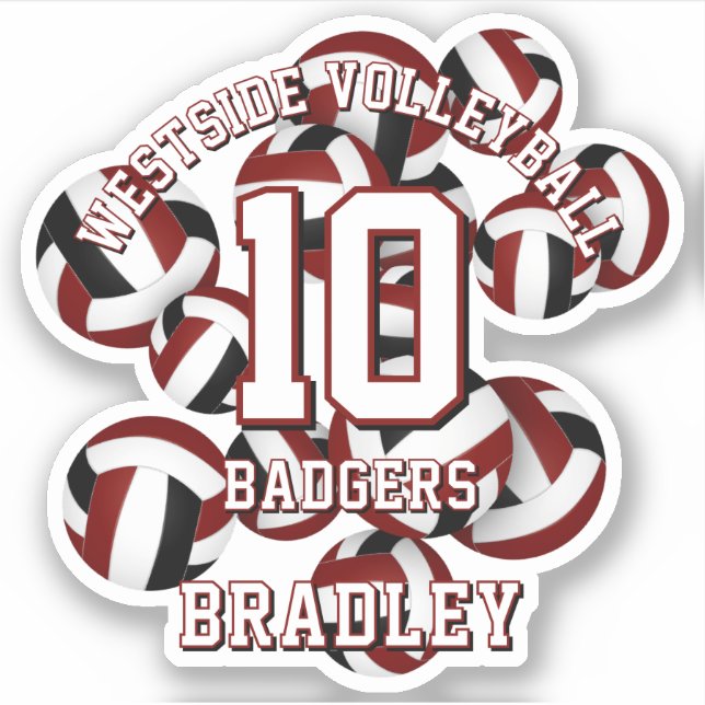 maroon black team colours volleyballs kids name (Front)