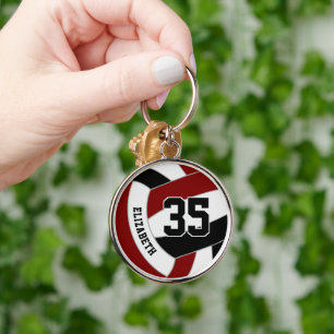 maroon black volleyball team gift key ring