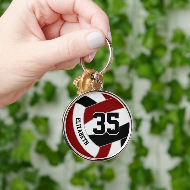  maroon black volleyball team gift  key ring (Hand)