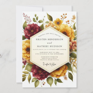 Maroon Bloom Harvest Wedding Invitation