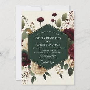 Maroon Bloom Romantic Elegance Wedding Invitation